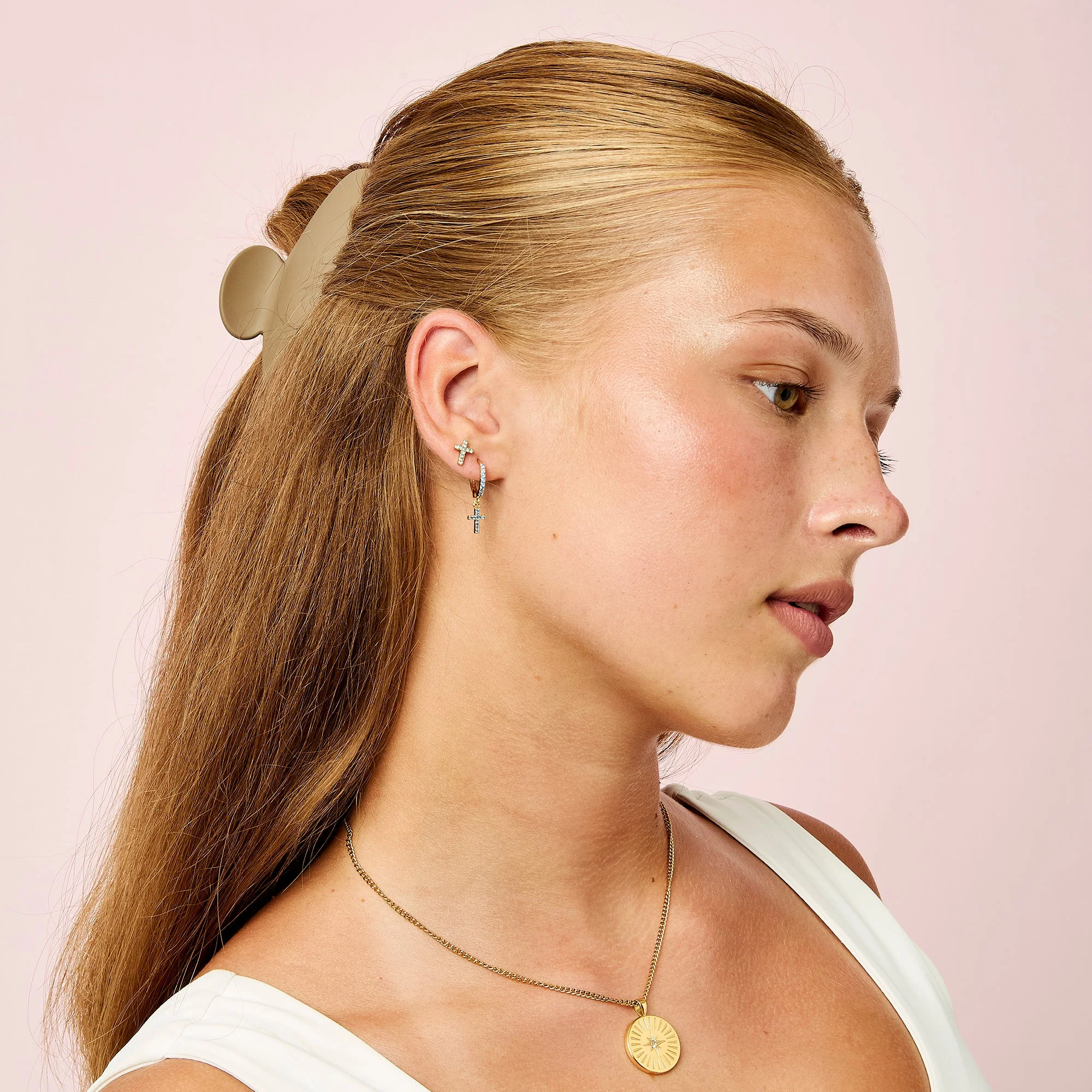 Camilla Cross Huggie Earrings - Image 12