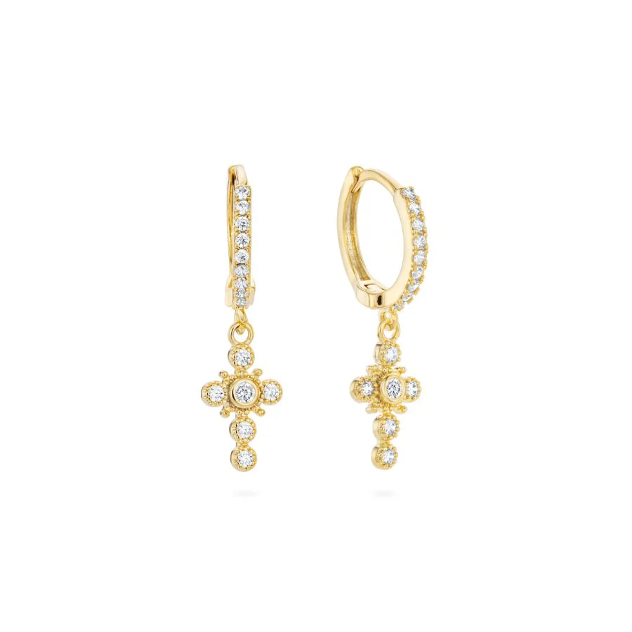 Isabella Cross Huggie Earrings