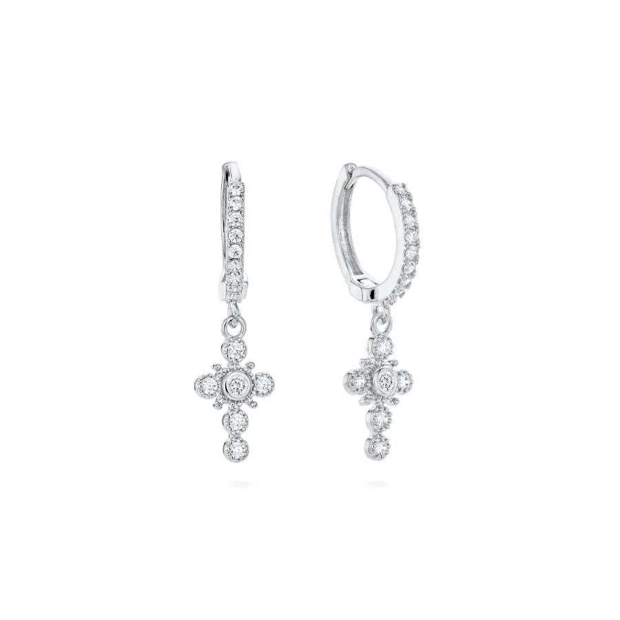 Isabella Cross Huggie Earrings - Image 2