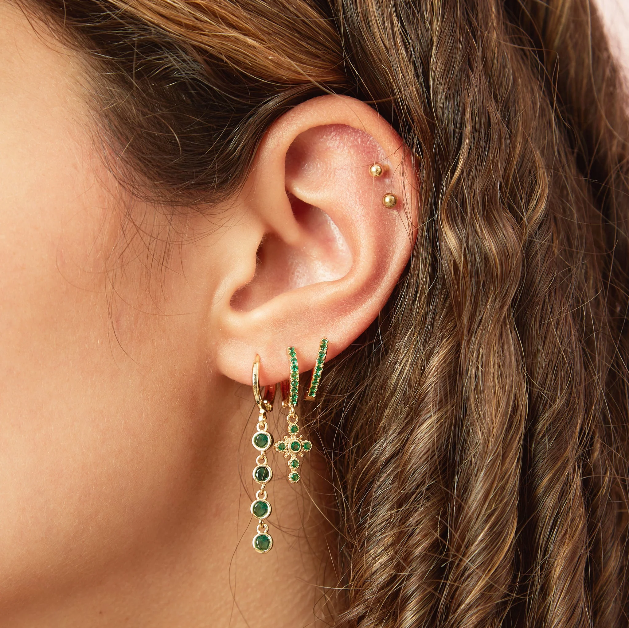 Isabella Cross Huggie Earrings - Image 20