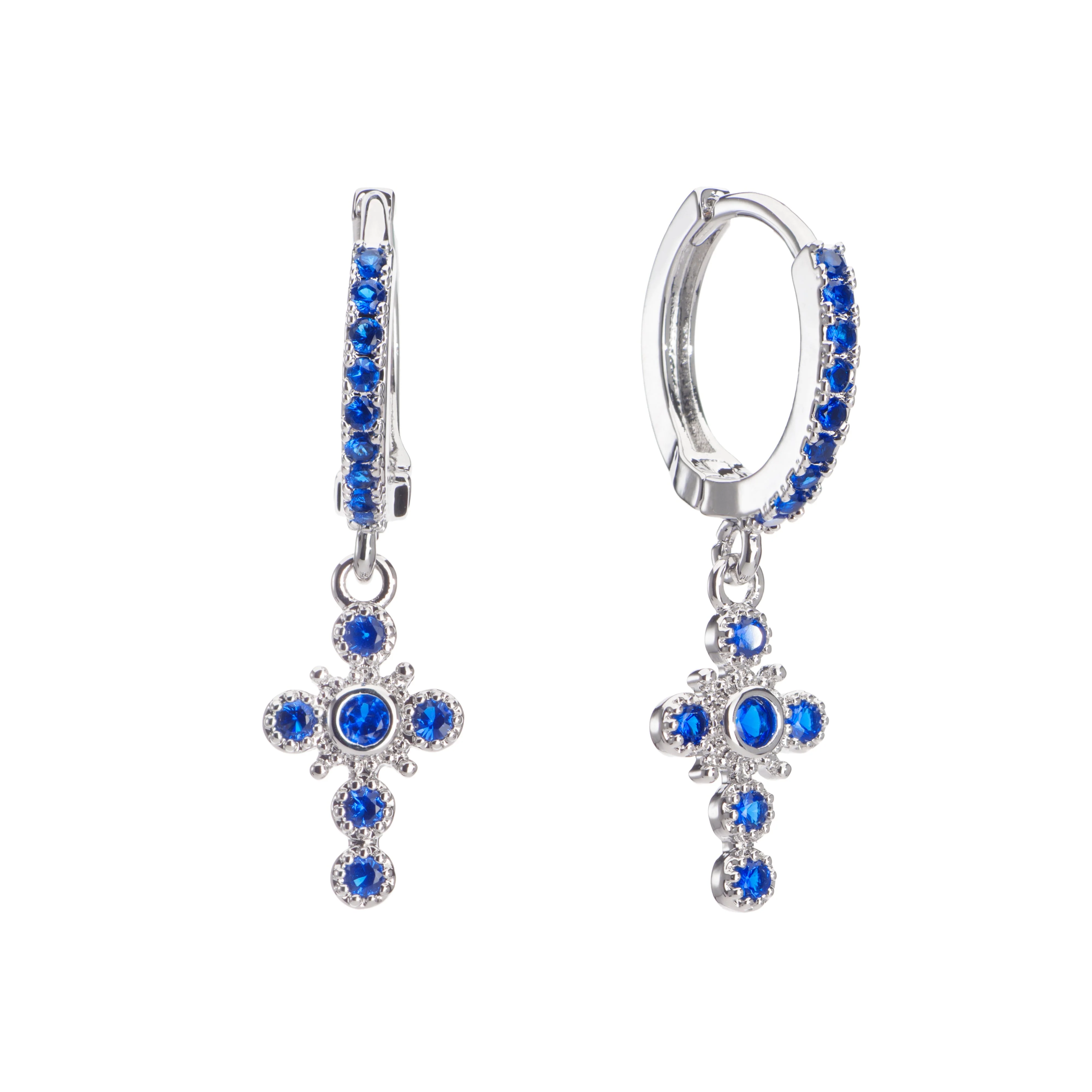 Isabella Cross Huggie Earrings - Image 3