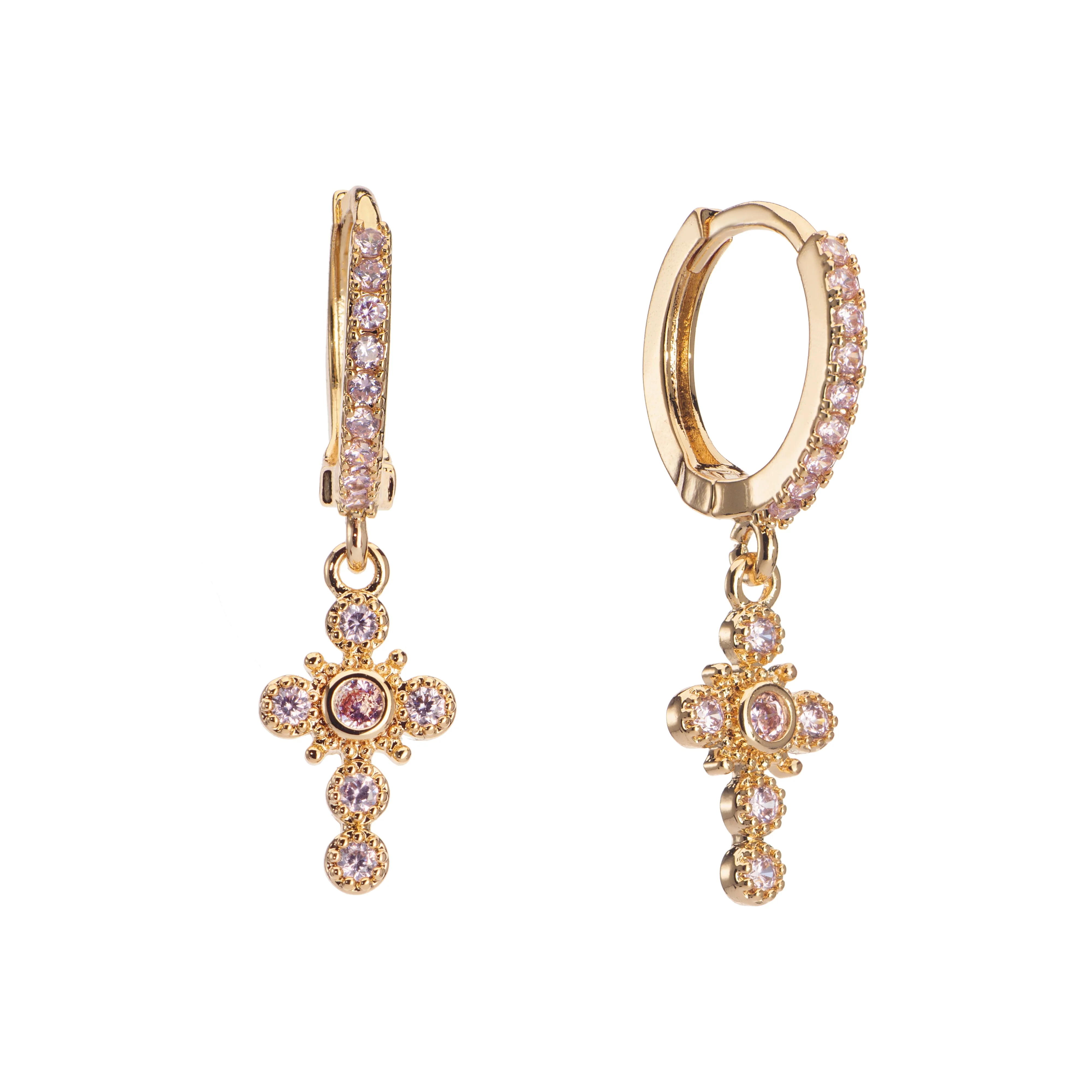 Isabella Cross Huggie Earrings - Image 4