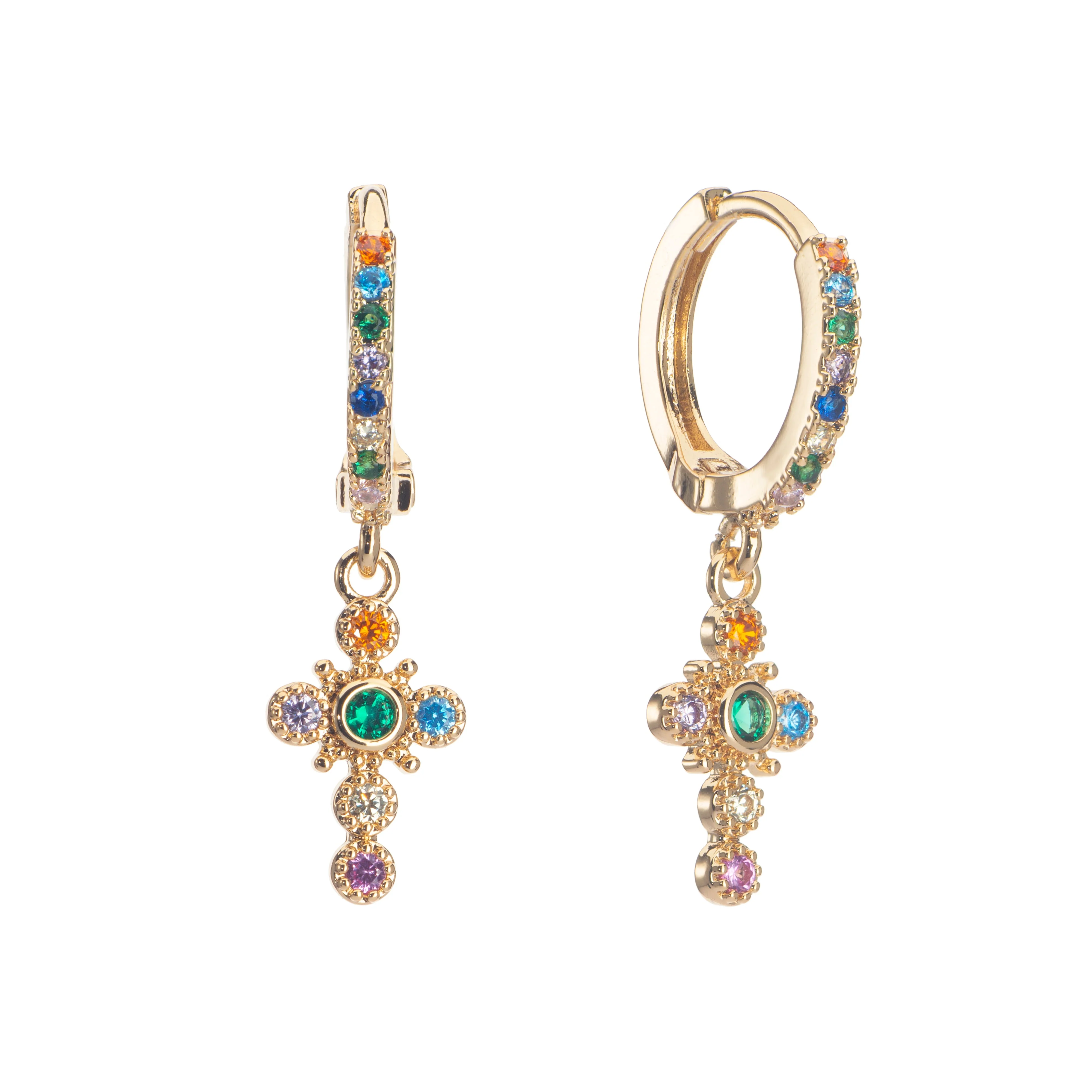 Isabella Cross Huggie Earrings - Image 5
