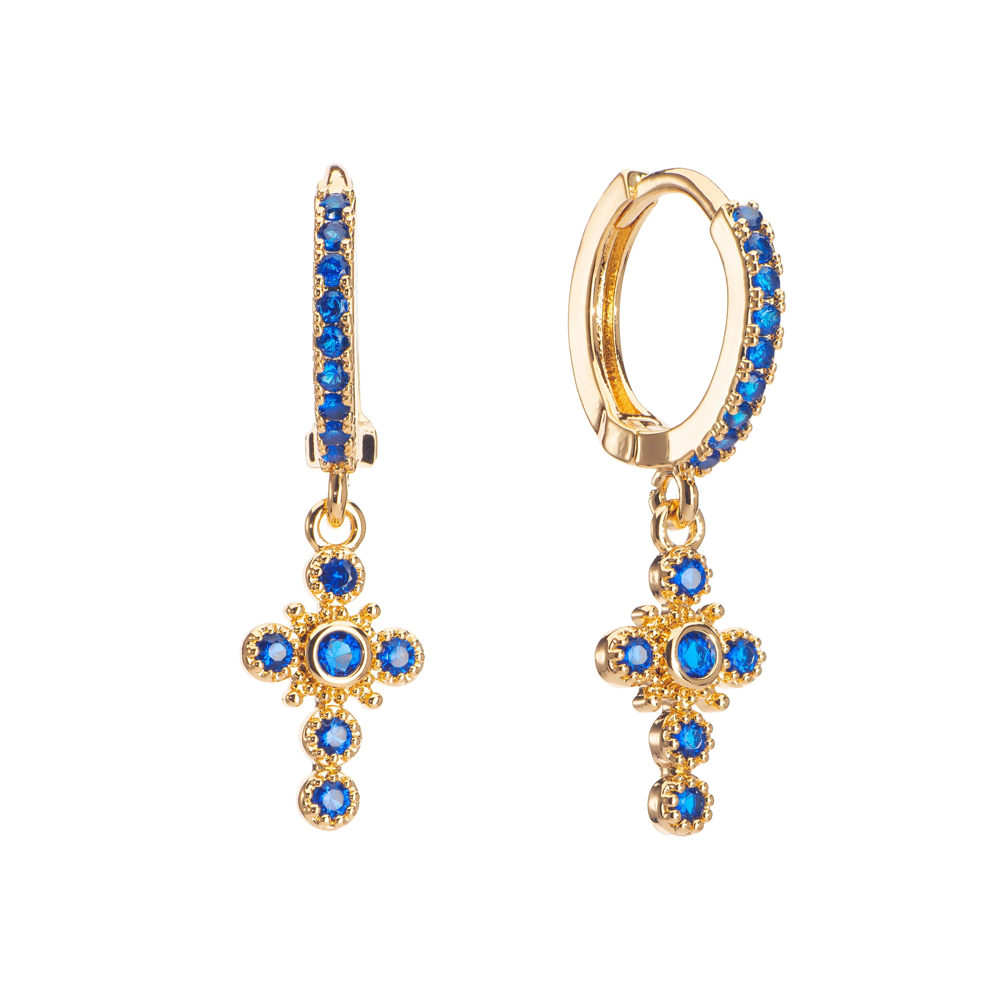 Isabella Cross Huggie Earrings - Image 6