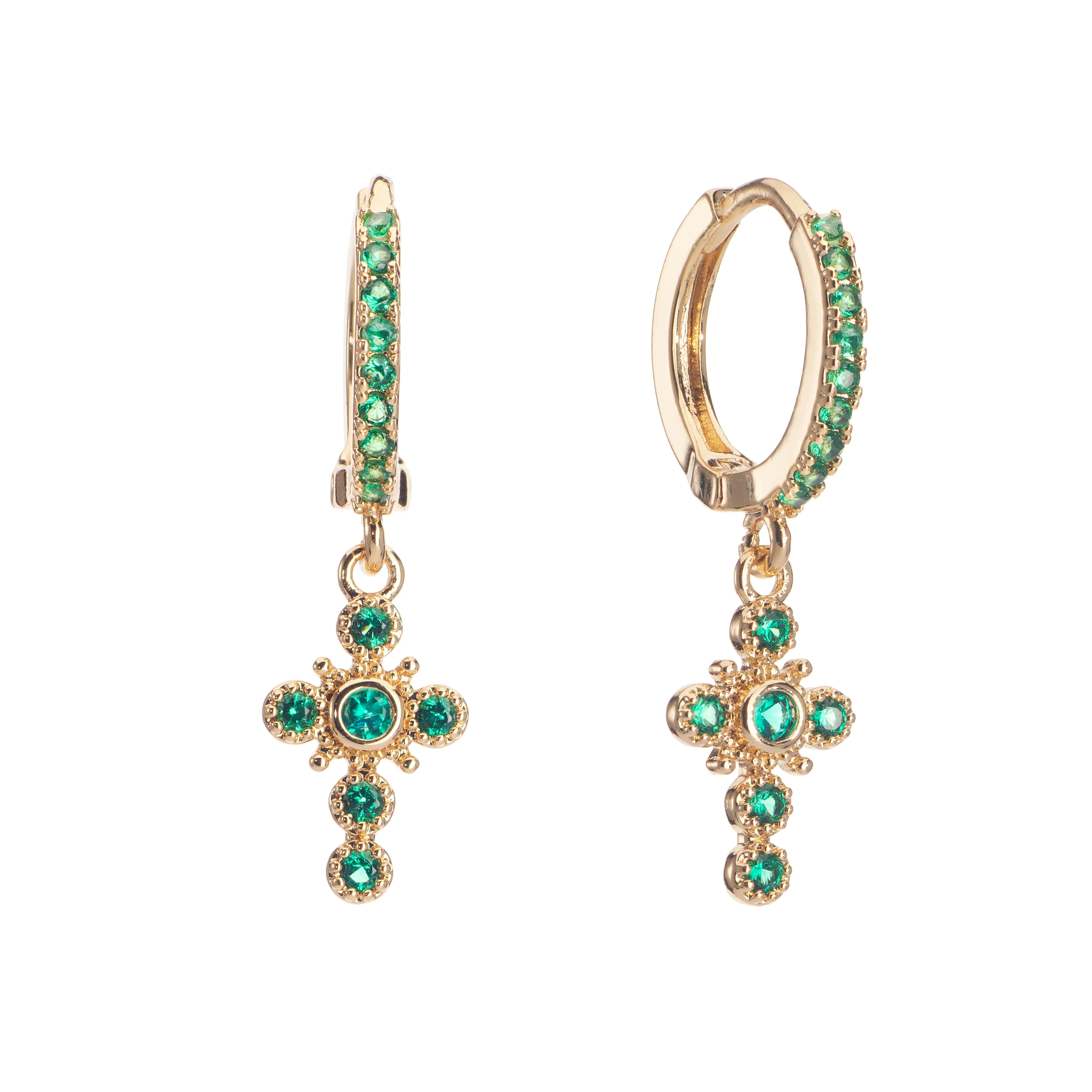 Isabella Cross Huggie Earrings - Image 7